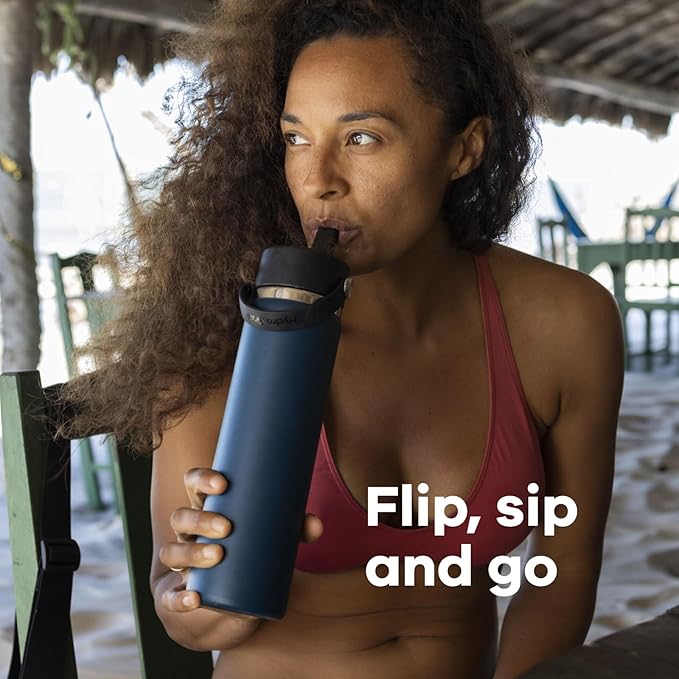 Hydro Flask Water Bottle - Insulated Stainless Steel - Wide Mouth Flex Straw Lid, Non Spill, Leakproof and Refillable in 40 Oz Stainless Steel Lime