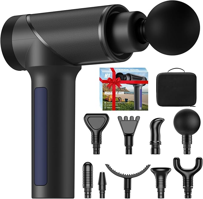 JQX Professional-Grade Percussion Massager - 6-Speed Deep Tissue Therapy Gun with 10mm Amplitude, 9 Attachments & Travel Case - 3200 RPM Quiet Electric Muscle Recovery for Athletes, Gym, Home Use