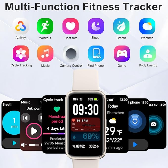 Fitness Tracker,Smart Watch with 24/7 Heart Rate Blood Oxygen Sleep Monitor,1.47" HD Touchsreen with Step & Calorie Counter 100+ Sport Modes Health Activity Trackers for Men and Women (White)
