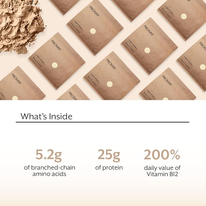 ProMix Nutrition Vegan Protein Powder, 25g Plant Based Organic Canadian Yellow Pea Protein, Vitamin B12, BCAAs, Gluten-Free - Vanilla, 2.5 Pound