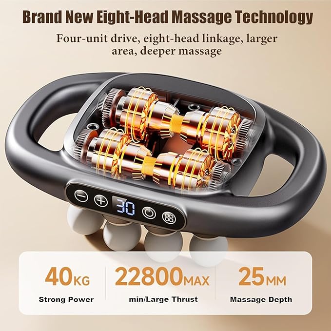 Zevessa Massager - Relief Wave Pro 3, 2026 Upgrade Reliefwave Massager, Electric 16 Head Massage Gun Deep Tissue, 30 Intensity Levels & 3 Smart Modes, for Legs,Back,Waist Pain Relief (Grey-16 Head)