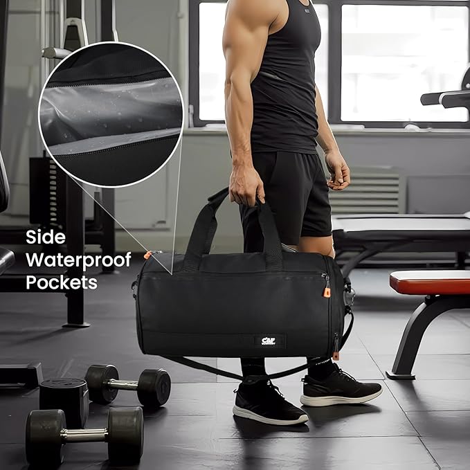 C&F BOGMOST Small Travel Duffel Bag,Compact Sports Small Gym Bag with Shoes Compartment,Lightweight Duffel Bag for Men & Women,Personal Item Travel Bag Weekender Bags for Travel Sports Gym -White