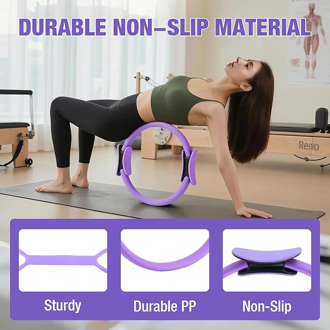 ASIEIT Home Pilates Kit for Women, Pilates Equipment with 5 Resistance Bands, 14'' Magic Circle, Pilates Ball and Ring Set, Pilates Essentials Kit for Home Toning, Strength and Flexibility