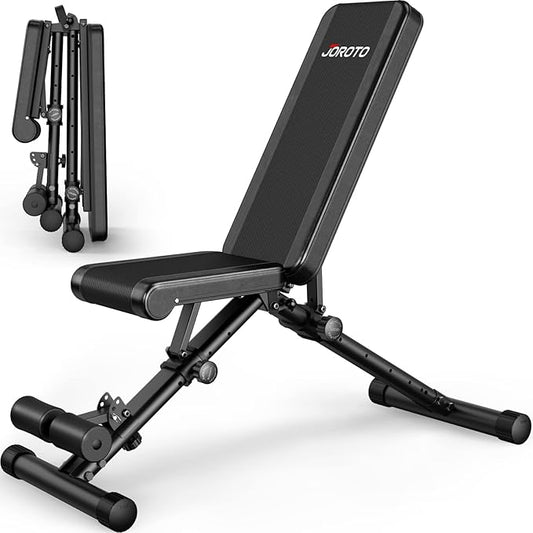 JOROTO MD35 Foldable Workout Bench, 700LB Adjustable Weight Bench for Home Gym, Flat Incline Decline Press Bench, Multi-Position Strength Training Bench for Full Body Workout