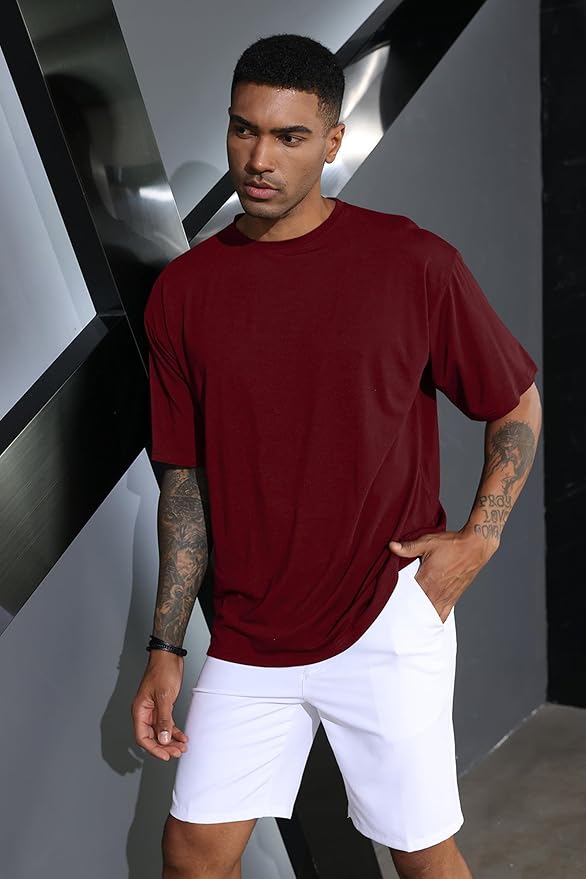 Men's Oversized Workout T-Shirts Lightweight Quick Dry Short Sleeve Tshirts Crew Neck Loose Fit Athletic Tops