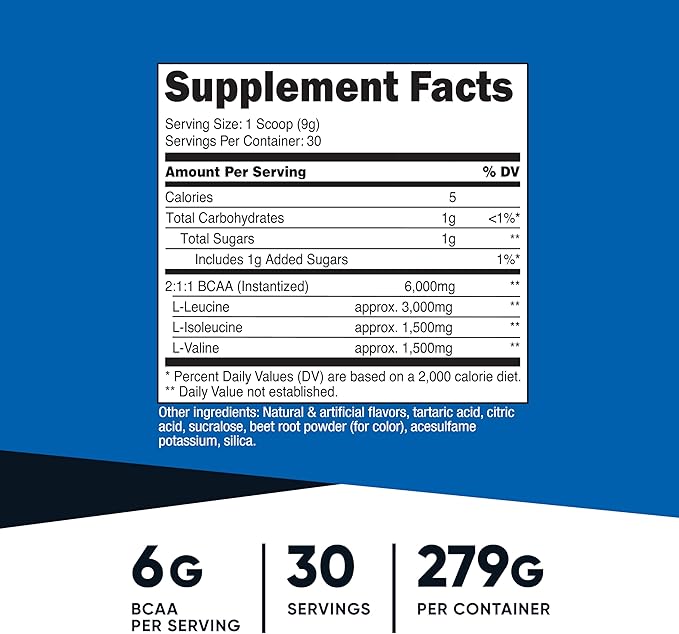 Nutricost BCAA Powder (Watermelon, 30 Servings) - Optimal 2:1:1 Ratio