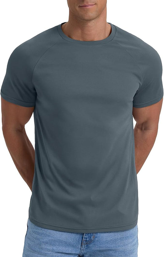 Askdeer Men's T-Shirt Short Sleeve Quick Dry Shirts Lightweight Workout Athletic Tees for Running, Beach, Hiking