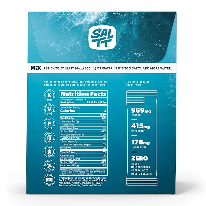 SALTT Electrolytes Powder Packets, All Things Mixed Variety Pack (15 Packets) - Magnesium, Potassium, Sodium, Trace Minerals - Vegan & Gluten Free - Travel Essentials - Made in USA