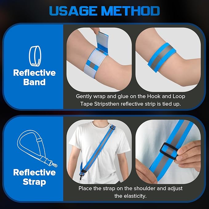 Reflective Sash for Walking at Night, High Visibility Reflective Running Gear Night Walking Safety Gear for Men Women Kids, Reflective Sash with 2 Pcs Reflective Armbands for Running Walking