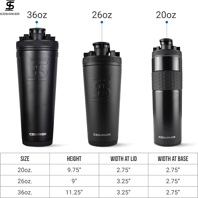 Ice Shaker Insulated Stainless Steel Shaker Bottle | 26oz, Royal | Cold for 30+ Hours | Insulated Cup with Twist-on Agitator | Odor-Free Bottle for Protein Shakes, Water, Smoothies, Cocktails
