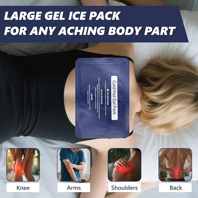 Reusable Gel Soft Ice Packs for Injuries, Flexible Hot and Cold Packs Bag for Knees, Back, Face, Joint & Muscle Pain Relief (Large 11.81"x 15.75")