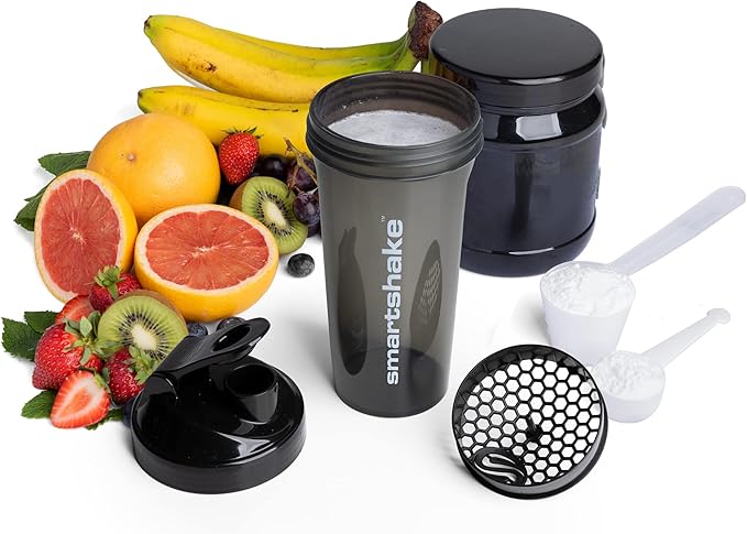 Smartshake Protein Shaker Bottle, (GLOSSY, Black)