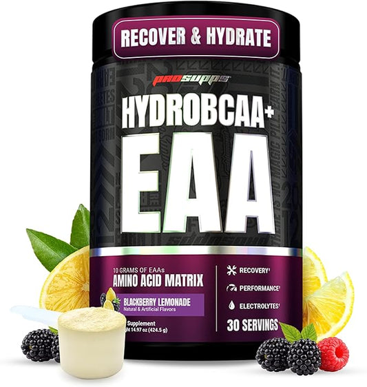 PROSUPPS HydroBCAA Essential Amino Acids Powder, BlackBerry Lemonade - Workout Supplement with BCAA, EAAs & Electrolytes for Hydration & Recovery - Stimulant-Free, Soy & Gluten-Free - 30 Servings