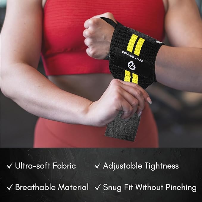 EVMT Premium Weightlifting Wrist Wraps 18in. Durable Straps for Weightlifting, Enhanced Wrist Support. Ideal Lifting Straps for Strength Training.