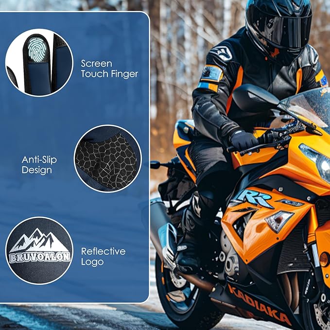 Bruvoalon Winter Gloves for Women & Men, 3M Thermal Insulation, Lycra Fabric, Windproof, Touchscreen, Anti-Slip, Cold Weather