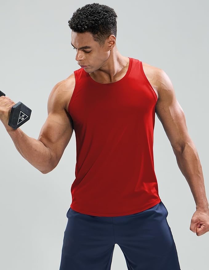 MIER Men's Tank Tops Workout Sleeveless Tee Shirts Muscle Athletic Gym Running Beach Tanks for Men, Quick Dry