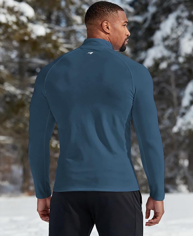 Mens Thermal Shirts Long Sleeve, Athletic Mock Neck Outdoor Midweight Top Slim Fit Moisture Wicking Warm Undershirt
