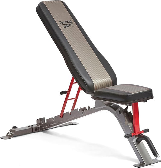 Reebok Fitness Strength Training Bench with Wipeable Padding, Non-slip Feet, 330lb Weight Capacity, Bench for Seated and Bridging Exercises