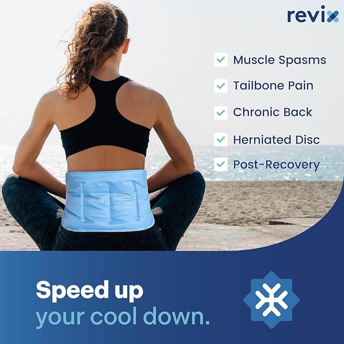 REVIX Gel Ice Pack for Back Discomfort Relief, Soft Plush Lining Ice Wrap for Lower Back, Shoulder, Hip, Arm, Knee, Cold Compress Therapy, 16 × 9 "