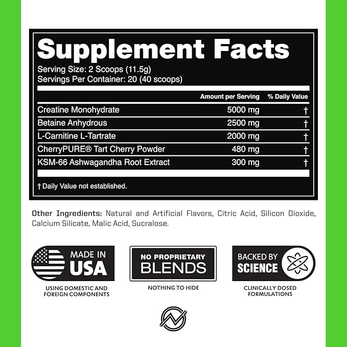 Outwork Nutrition Post Workout Recovery Powder - Creatine Monohydrate, KSM-66 Ashwagandha & Tart Cherry - Speeds Recovery, Eases Soreness - Creatine Powder for Men & Women, Green Apple, 240 Gr