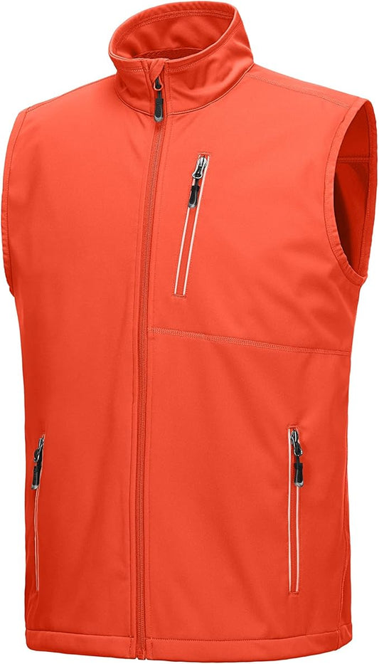 33,000ft Men's Windproof Lightweight Golf Vest Outerwear with Pockets, Softshell Sleeveless Jacket for Running Hiking Sports