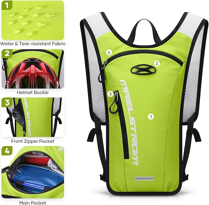 Maelstrom Running Hydration Vest, Hiking Backpack with 2L Water Bladder for Cycling Rave for Men Women