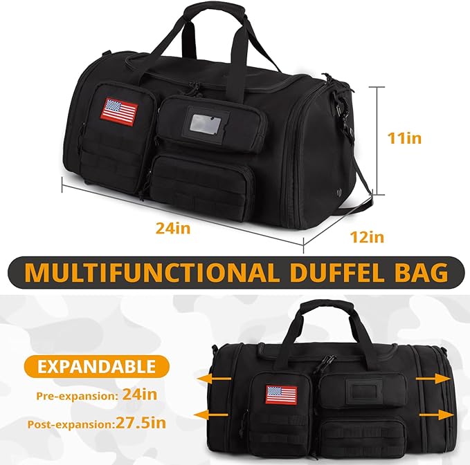 Expandable Gym Bag For Men,Tactical Large 3 in 1 Sports Duffle Bag With Shoes Compartment,Water Resistant Sports Gym Tote Bags Multi-functional Weekend Travel Backpack Overnight Bag