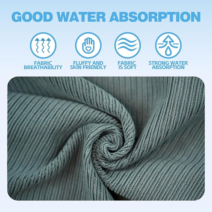 Microfiber Gym Towels with Snap Straps, Yoga Towel for Home and Gym, 16 Inch x 28 Inch, 6 Pack (Black/Grey/Blue, 16" x 28")