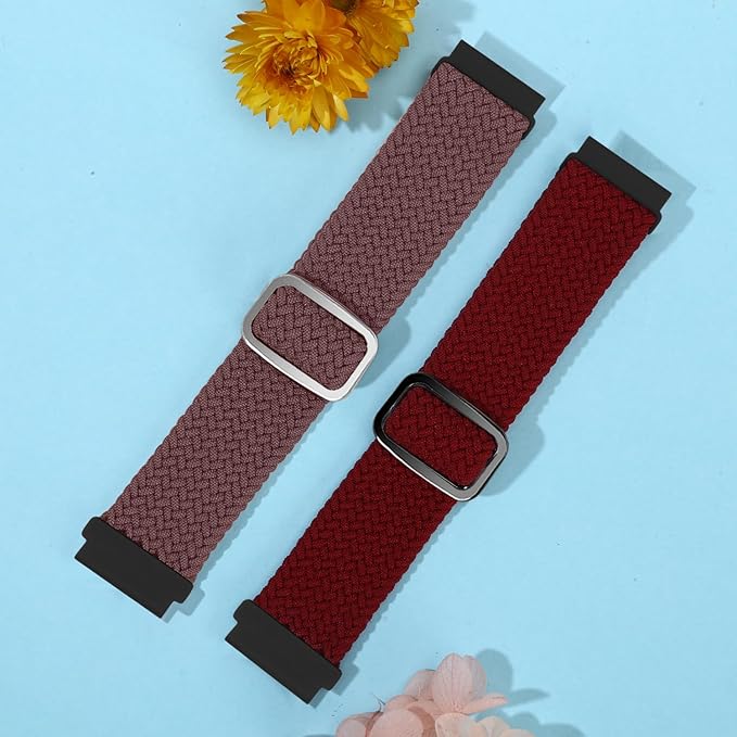 2 Pack Quick Release Braided Bands - 18mm 19mm 20mm 22mm 24mm Solo Loop Adjustable Soft Band for Women Men