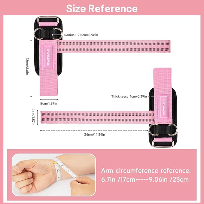MANUEKLEAR Non-Slip Wrist Straps for Weightlifting Deadlifting, Gym Lifting Straps with D Rings for Cable Machine Workout, 10mm Neoprene Padded Weight lifting Wrist Wraps for Men Women