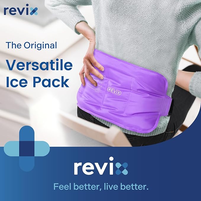REVIX Ice Packs for Injuries Reusable Gel for Back, 16 × 9 ", Flexible Gel Cold Pack for Shoulder, Lower Back, Thigh, Arm, Cold Compress Therapy Cooling Pad with Strap