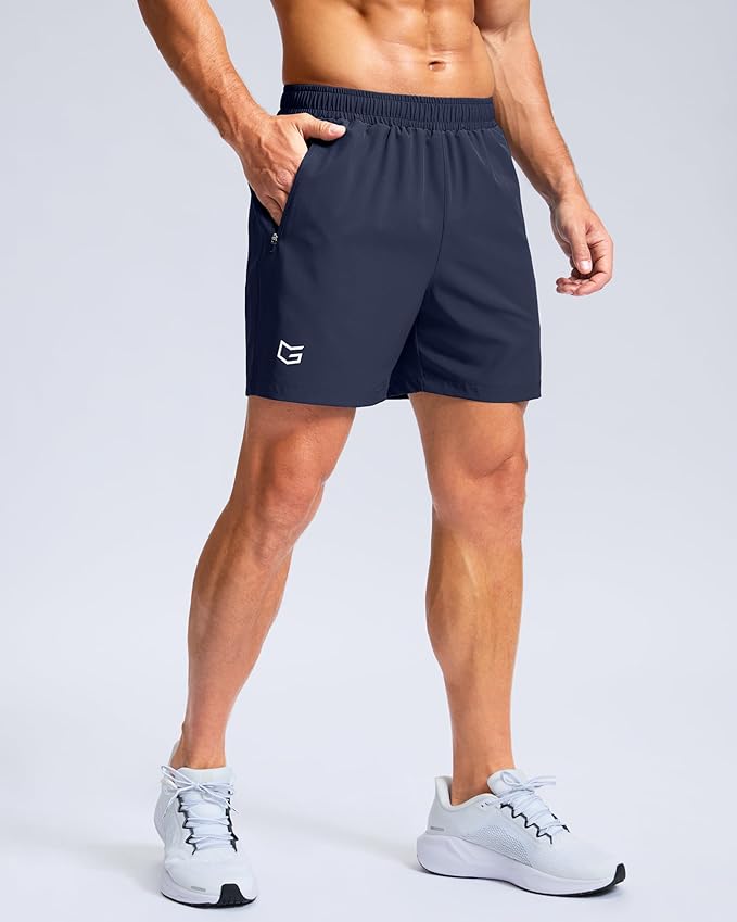 G Gradual Men's Athletic Running Shorts with Zipper Pockets Quick Dry 7"/ 5"/ 9" Workout Gym Shorts for Basketball Hiking