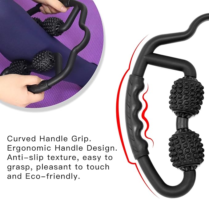 Cellulite Massage Tool Muscle Roller - Deep Fascia Massager & Dimpled Skin Remover for Legs, Thighs & Buttocks - Anti-Cellulite Roller, Smooth Skin, Pain Reliefs Black(Black - 4 Wheel)