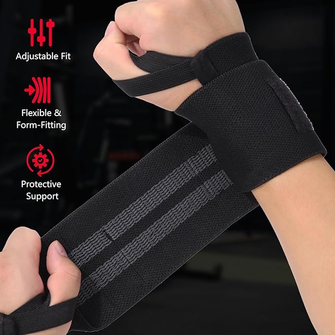 Wrist Wraps for Weightlifting & 21'' Lifting Straps Set for Strength Training, Deadlifting, Powerlifting Gym Straps, Durable Wrist Support for Men & Women