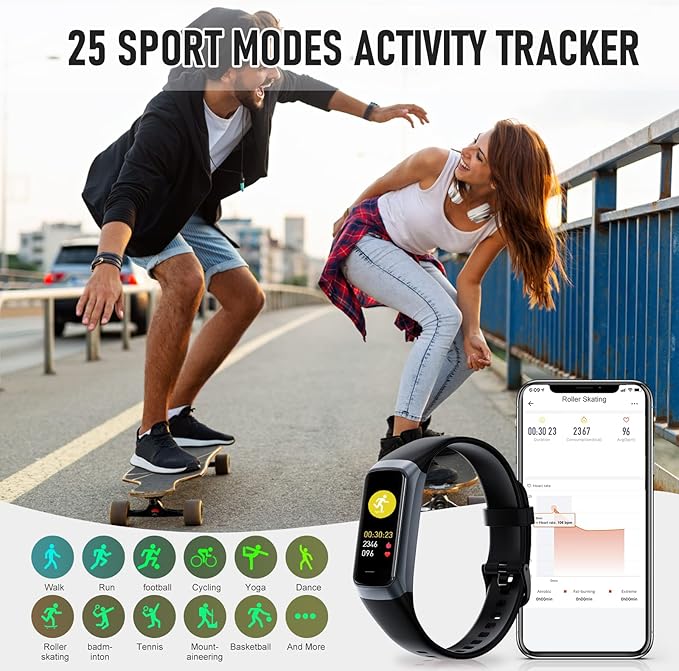 Fitness Tracker, Blood Pressure Watch with 24/7 Heart Rate, 1.10" Step Counter Pedometer Calories Sleep Trackers, Activity Fitness Watch for Women Men