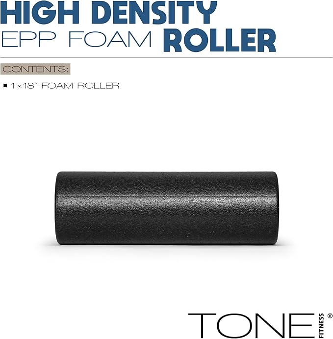 Tone Fitness High Density EPP Foam Exercise Foam Roller for Yoga, Pilates, Stretching, Massage, and Recovery | Multiple Sizes and Colors