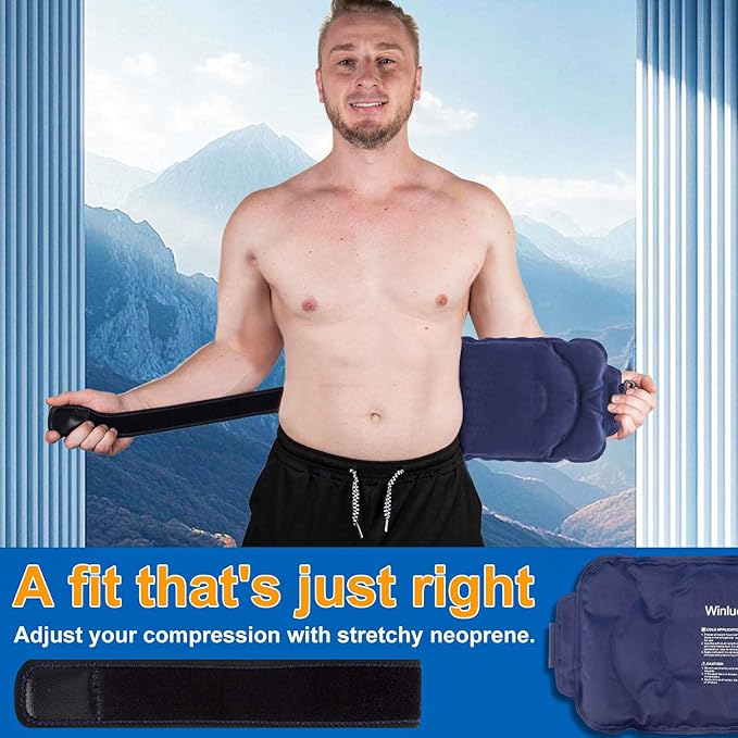 Winluck Ice Pack for Injuries Flexible Reusable Gel Packs for Shoulder Back Elbow Leg Knee Soft Large Cold Compress & Cooling Pad for Pain Relief Sports Injury 16.6 x 9.6 inch