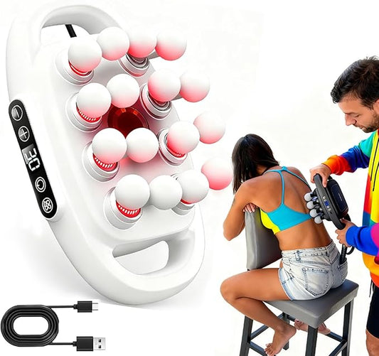 Verniqo Massager, Husband 2.0 by VerniqoHealth, 16 Head Massage Gun Deep Tissue Percussion Massager with 3 Modes & 30 Intensities, Best Gift for Back, Shoulders, Body Muscle Pain Relief (White)