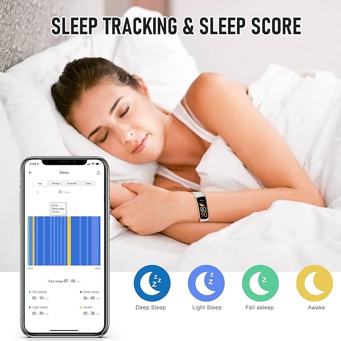 Fitness Tracker, Step Tracker with 24/7 Heart Rate, Blood Oxygen, Blood Pressure Watch, Sleep Trackers with 1.1" AMOLED Touch Color Screen, Calories Step Counter Activity Pedometer for Women Men