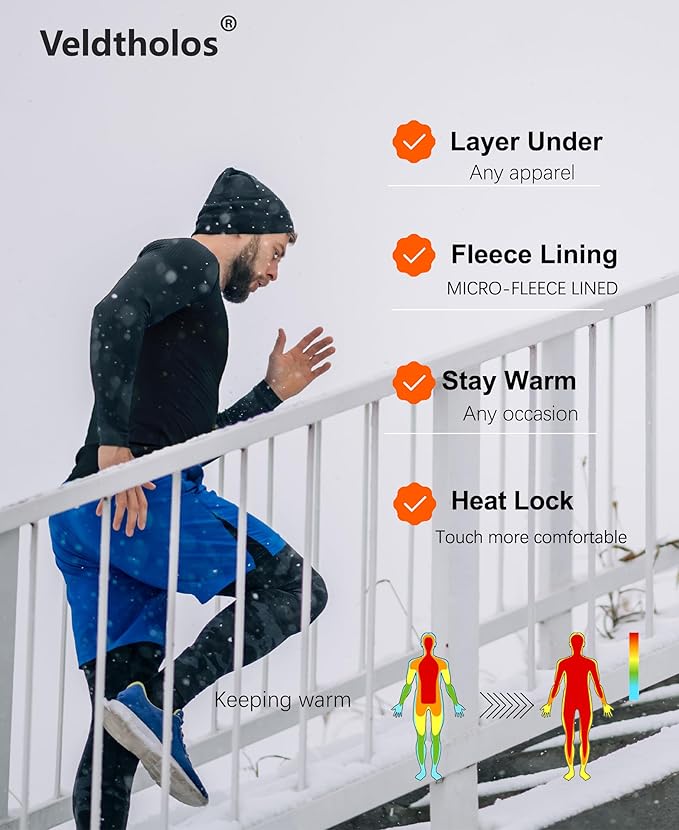 5 Pack Thermal Compression Shirts for Men Fleece Lined Long Sleeve Athletic Base Layer Winter Gear Undershirt Workout Top