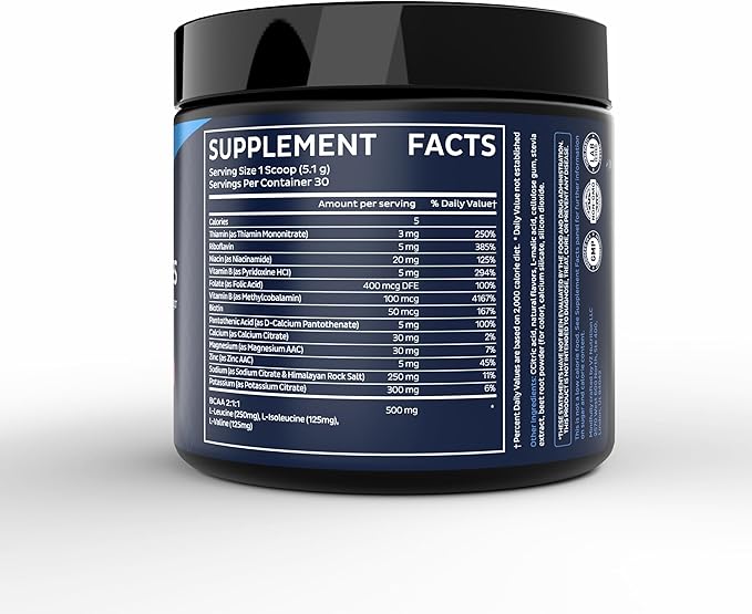 Zeal Electrolyte Powder Recovery Drink (30 Servings | Strawberry Vanilla) w 0 Sugar +BCAAs +B-Vitamins Electrolyte Supplement w Potassium Zinc & Magnesium