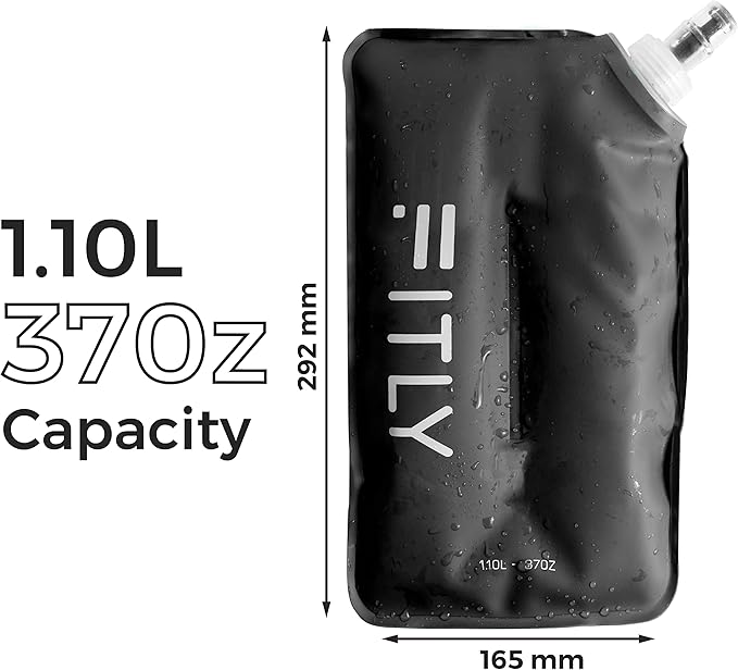 FITLY Soft Flask - Shrink As You Drink Soft Water Bottle for Hydration Pack - Folding Water Bottle Ideal for Running, Hiking, Cycling, Climbing & Rigorous Activity