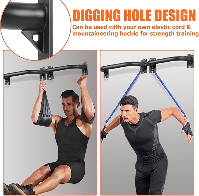 TOBWOLF 2PCS Wall Mount Doorway Pull Up Bar, Heavy Duty Strength Training Chin Up Bars, Door Frame Pull-Up Bars Ceiling Wall Mounted, Thick steel Sturdy Hanging Pull-up Bar for Home Gym Workout