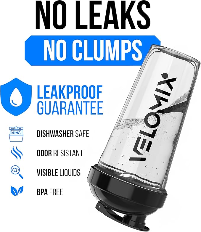 VELOMIX -2 Pack- 28 oz Protein Shaker Bottles for Protein Mixes - 2x Wire Whisk | Leak Proof Shaker Cups for Protein Shakes and Pre Workout | Protein Shaker Bottle Pack (Gift Box)