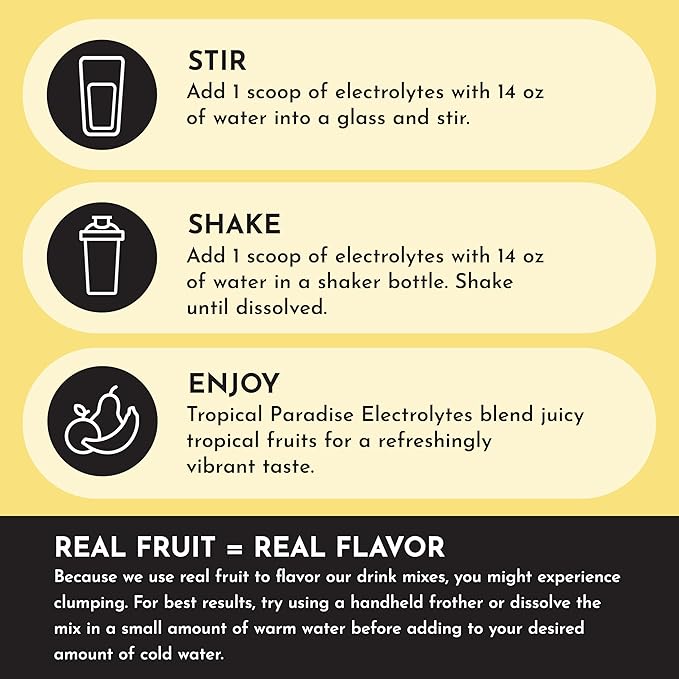 Tropical Paradise Electrolytes – 30‑Serving Hydration Drink Mix with Coconut Water, Sea Salt, and Trace Minerals – Supports Hydration, Recovery, and Electrolyte Balance*