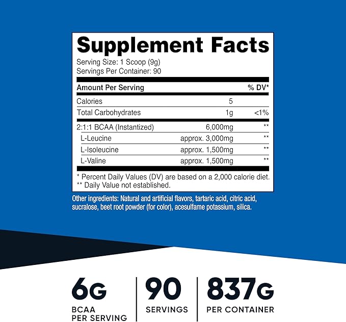 Nutricost BCAA Powder (Watermelon, 90 Serv) - Optimal 2:1:1 Ratio
