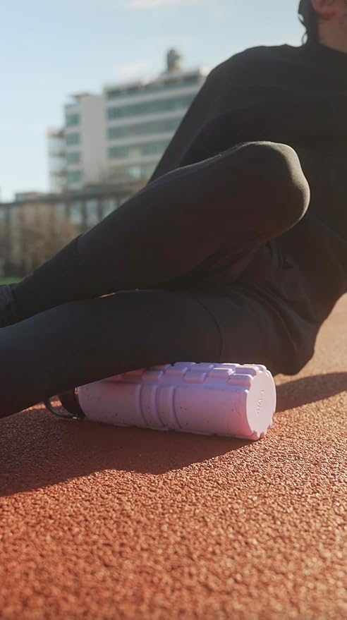 MIVA Foam Roller Water Bottle - 25 Fluid Ounce double-walled stainless steel interior and silicone exterior for myofascial foam rolling (LAVENDER HAZE)