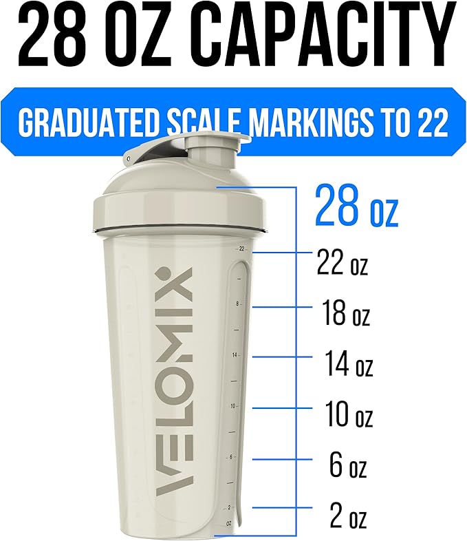 VELOMIX -6 PACK- 28 oz Protein Shaker Bottle for Protein Mixes - 6x Wire Whisk | Leak Proof Shaker Cups for Protein Shakes | Protein Shaker Bottle Pack | Protein Shake Cup (Earth Tones Collection)