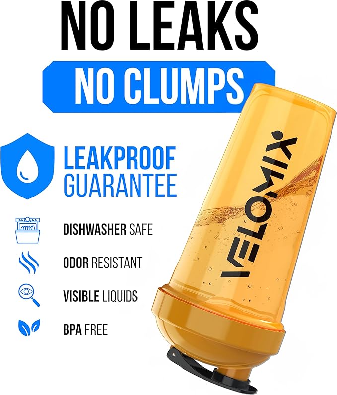 VELOMIX -2 Pack- 28 oz Protein Shaker Bottles for Protein Mixes - 2x Wire Whisk | Leak Proof Shaker Cups for Protein Shakes | Protein Shaker Bottle Pack (Golden Stone)