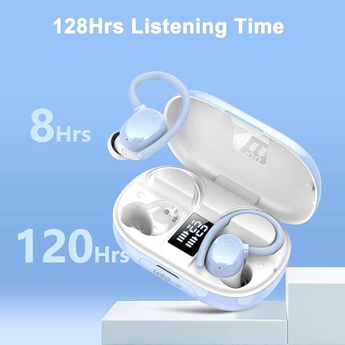 Ear buds Wireless Bluetooth Earbuds Sport 2025 NEW Bluetooth 5.3 Headphones 128H Playtime with LED Display Powerful Bass Over Ear Earphones with Earhooks IP7 Waterproof for Gym/Running/Workout